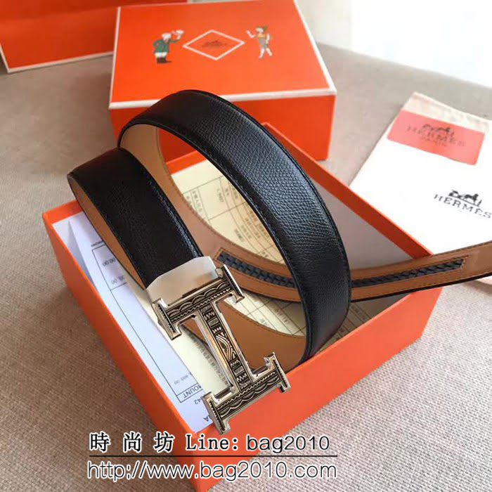 愛馬仕HERMES 自動平滑帶 精鋼五金 原版頭層手掌紋高端男士皮帶 HHG1563
